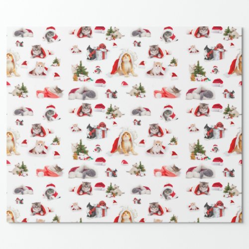 Cat Lovers Adorable Christmas Kittens Wrapping Paper