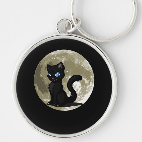 Cat Lovers  Black Cat Moon Gift Idea Keychain