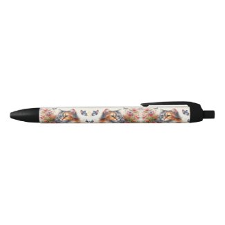 Cat Lovers Calico Cat Floral Writing 