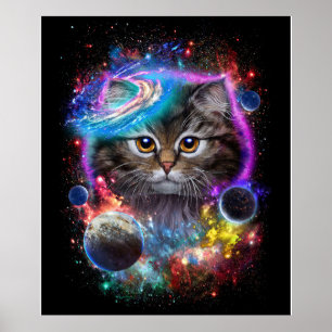 Cat Lovers Cat In Galaxy Space Cosmos Poster