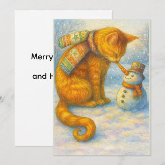 Cat Lover's  Christmas Sarah and the Snowman Holiday Card
