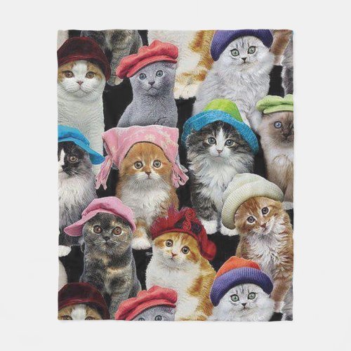 Cat Lovers Collage Fleece Blanket