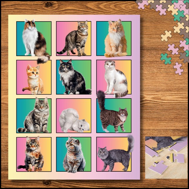 Cat Lover's Color Block Collage Pastel Puzzle (Cat Lover's Color Block Collage Puzzle)