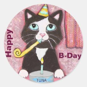 Cat Lover's Custom Happy Birthday Stickers