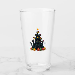 Cat Lovers Cute and Funny Holiday Tree Christmas 2 Glass