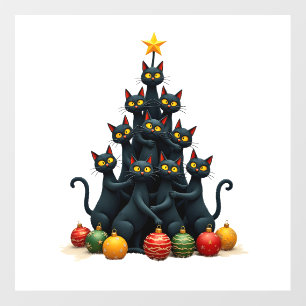Cat Lovers Cute and Funny Holiday Tree Christmas 2 Wall Decal