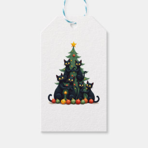 Cat Lovers Cute and Funny Holiday Tree Christmas 4 Gift Tags