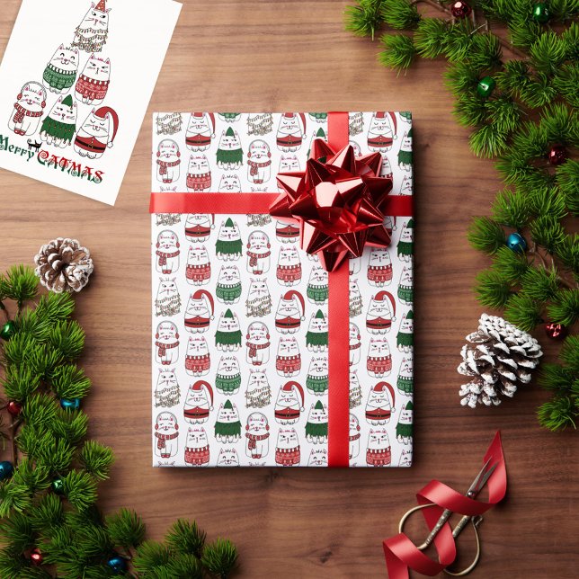 Cat Lovers Cute Funny Festive Christmas Wrapping Paper (Creator Uploaded)