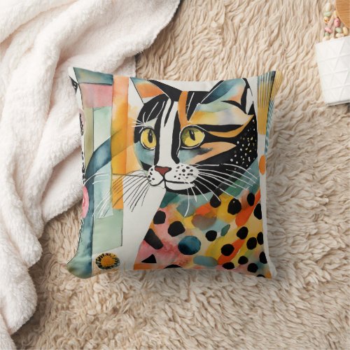 Cat Lovers Decor Gift for Grandma Mother Daughter Throw Pillow