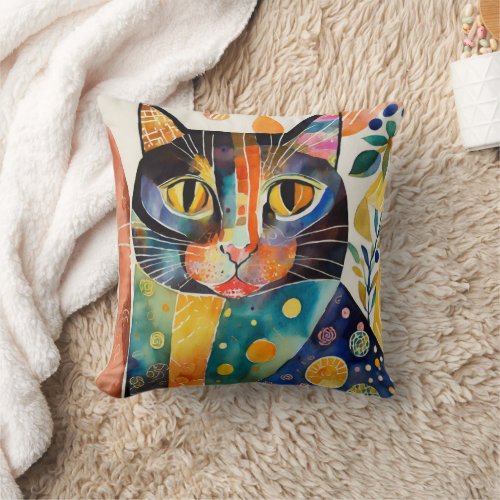 Cat Lovers Decor Gift for Grandma Mother Daughter Throw Pillow