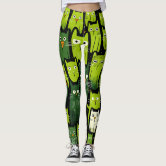 Whisker Wonderland - Cute Green Doodle Cat Lover Capri Leggings