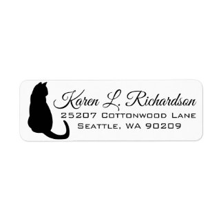 Cat Lover's Dramatic Black Cat Silhouette Address Label