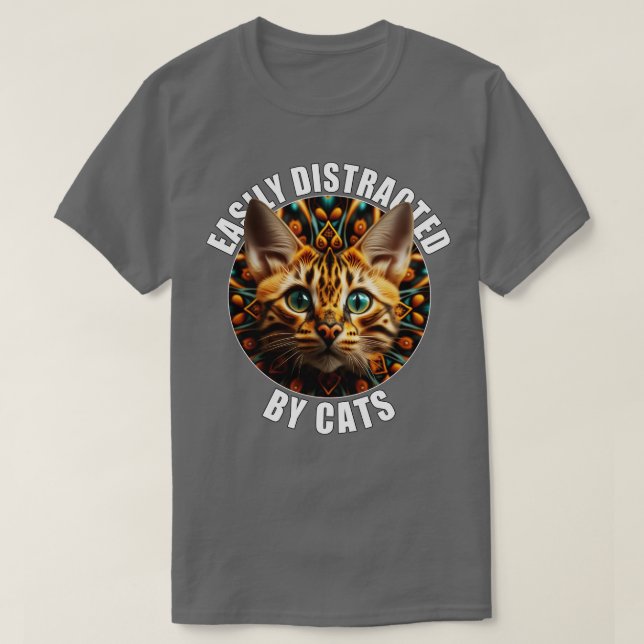 Cat Lovers Easily Distracted By Cat Traveling Thro T-Shirt (Design Front)
