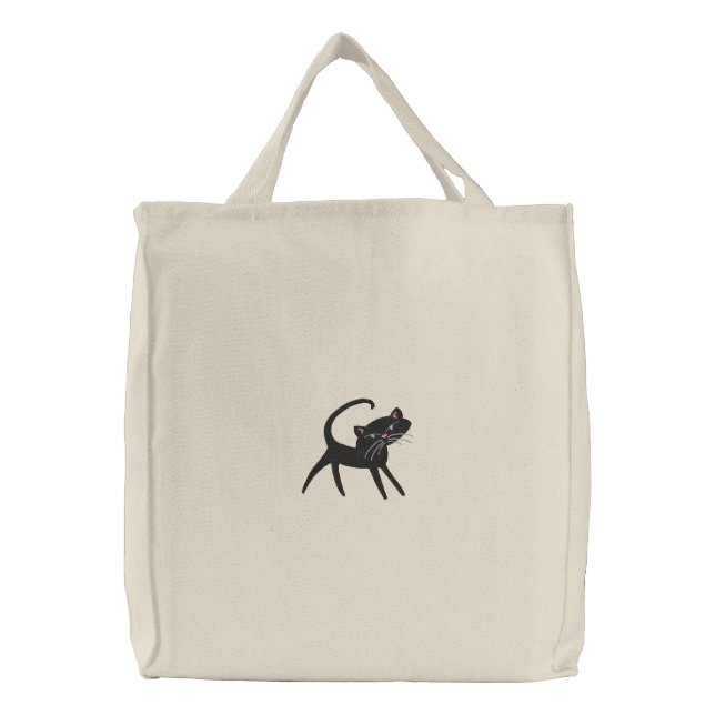 Cat Lovers Embroidered Tote (Front)