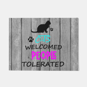 Cat Lovers Faux Wood Door Mat