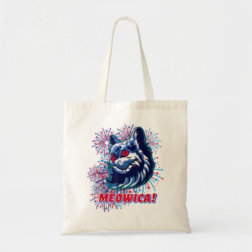 Cat Lovers Fourth of July Red White Blue America M Tote Bag
