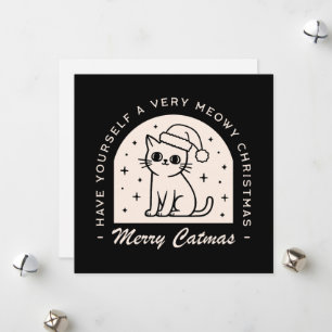 Cat lovers funny humor puns Christmas wishes  Holiday Card