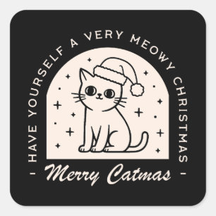 Cat lovers funny humor puns Christmas wishes Square Sticker