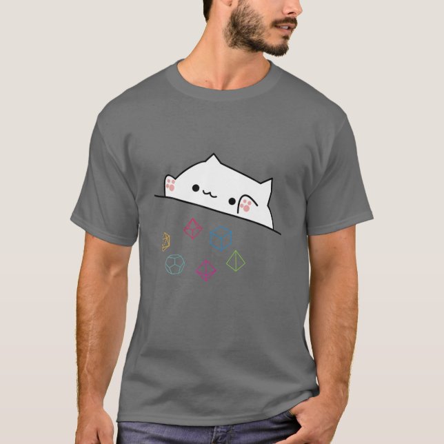 Cat Lovers Gift Cat Throwing Dice T-Shirt (Front)