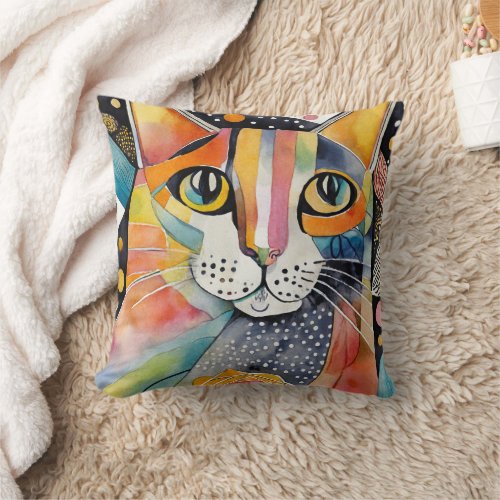 Cat Lovers Gift Decor for Grandma Mother Daughter Throw Pillow