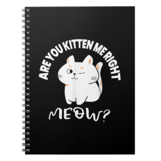 Cat Lovers Gifts | Are You Kitten Me Right Meow Notebook