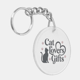 Cat Lovers Gifts Heart Paw Print Design Keychain