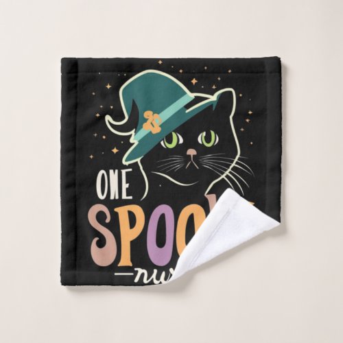 Cat Lovers Halloween Choice _ One Spooky Nurse Ca Wash Cloth