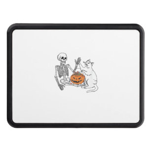 Cat Lovers Halloween Funny Skeleton and Cat Lazy C Hitch Cover