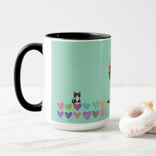 Cat lovers hearts and flower's mug
