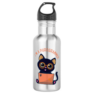 Cat Lovers I'm a purrgrammer Programmer Stainless Steel Water Bottle