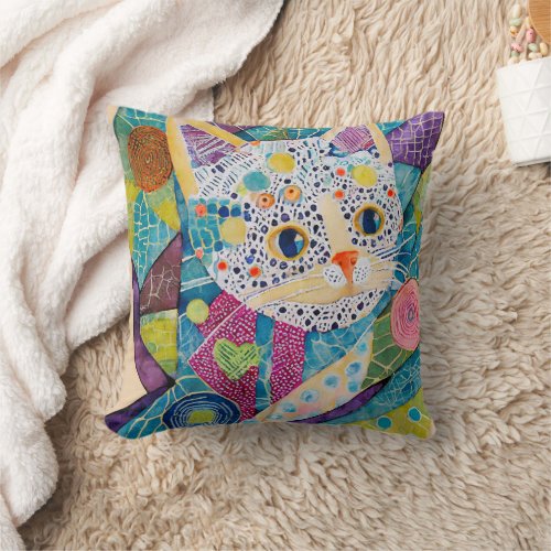 Cat Lovers Modern Abstract Gift Grandma Daughter Throw Pillow