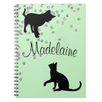 Cat Lovers Modern Mint Green Spots Personal Notebook