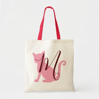 Cat Lovers Monogram Pink and Burgundy