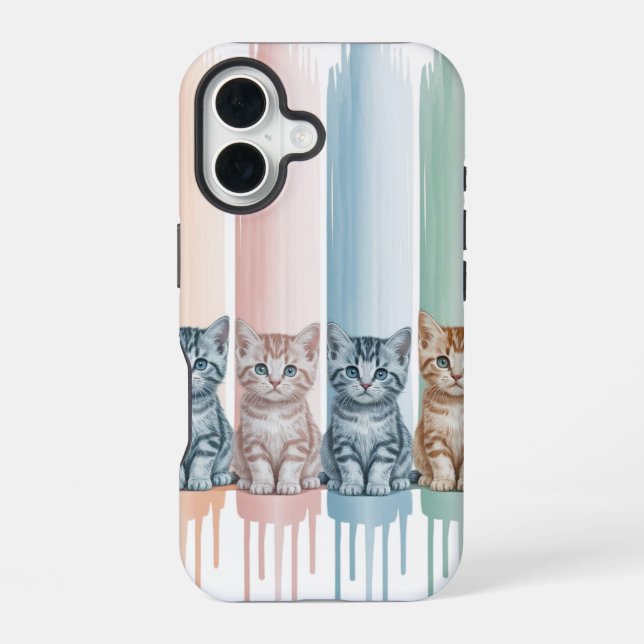 Cat Lovers — Pastel Paint Drip Kittens iPhone Case (Back)