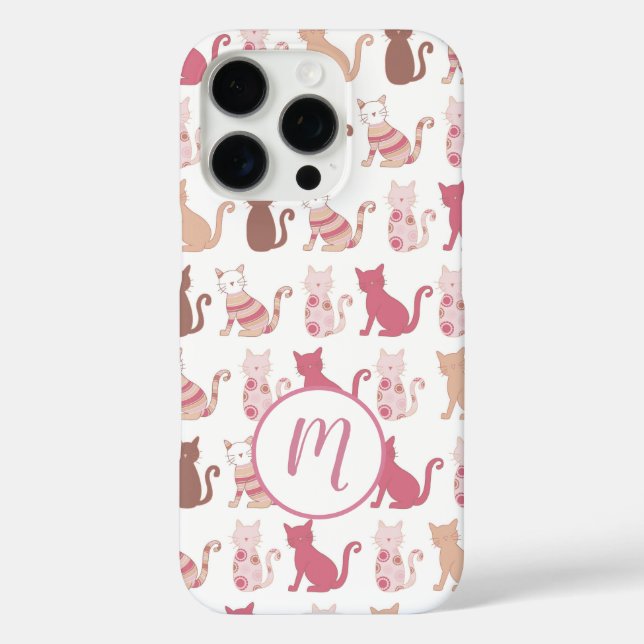 Cat Lovers Pattern Monogram Case-Mate iPhone Case (Back)