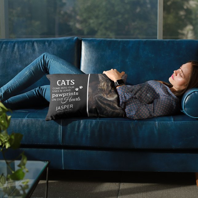 Cat Lovers Photo Tribute Memorial Lumbar Pillow (Creator Uploaded)