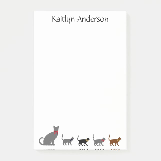 Cat Lovers' Post-It Notes, Personalize w Name Notes (Front)