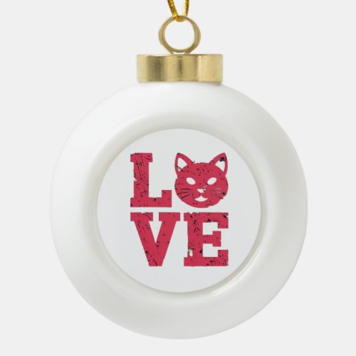 Cat Lovers Purr_fectly Bold Edgy Grunge Design Ceramic Ball Christmas Ornament