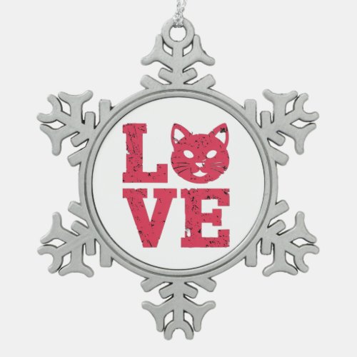 Cat Lovers Purr_fectly Bold Edgy Grunge Design Snowflake Pewter Christmas Ornament