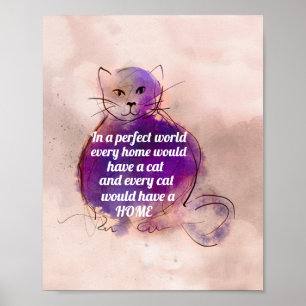 cat lovers quote on watercolor design poster