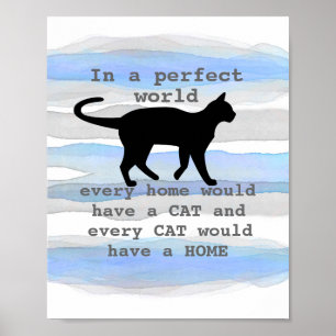 cat lovers quote on watercolor stripes design poster
