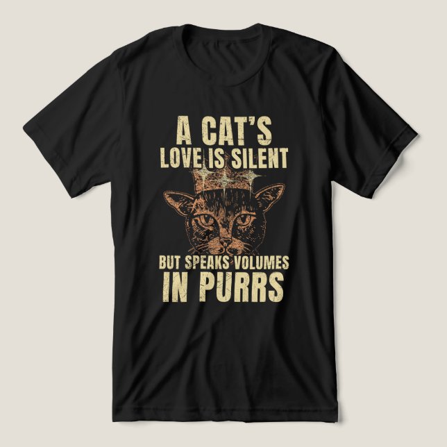 Cat Lovers’ Quote: Silent but Full of Love Tri-Blend Shirt (Design Front)