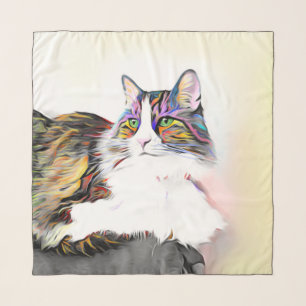 Cat lovers scarf beautiful cat with rainbow fur