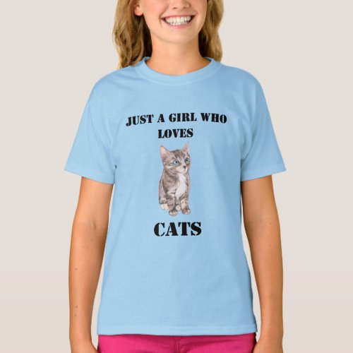 Cat Lovers Shirt_ Just a Girl Who Loves Cats 2019 T_Shirt