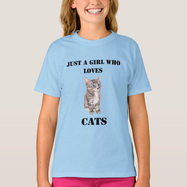 Cat Lovers Shirt- Just a Girl Who Loves Cats 2019 T-Shirt (Front)