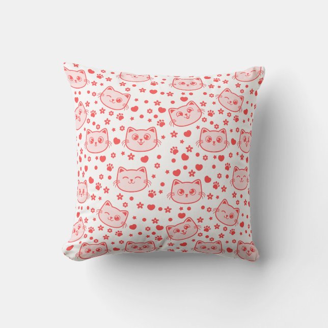 Cat lovers so cute red color throw pillow (Front)