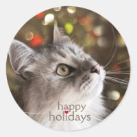 Cat Lover's Sparkling Christmas Stickers