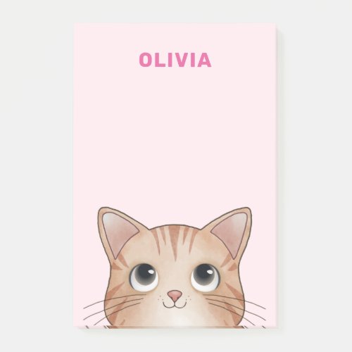 Cat lovers sweet kitten looking at your name post_it notes
