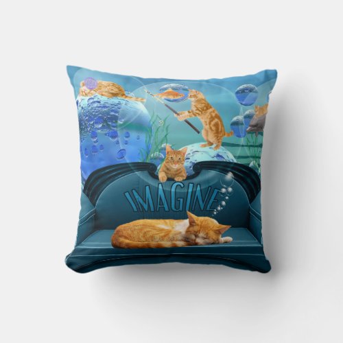 Cat Lovers Tabby Dreams Fantasy Throw Pillow