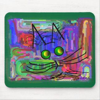 Cat Lovers "The Curious Abstract Cat" Art Mouse Pad